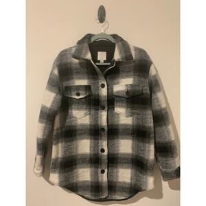 Joie black and white buffalo plaid Shacket women’s size small petite button down